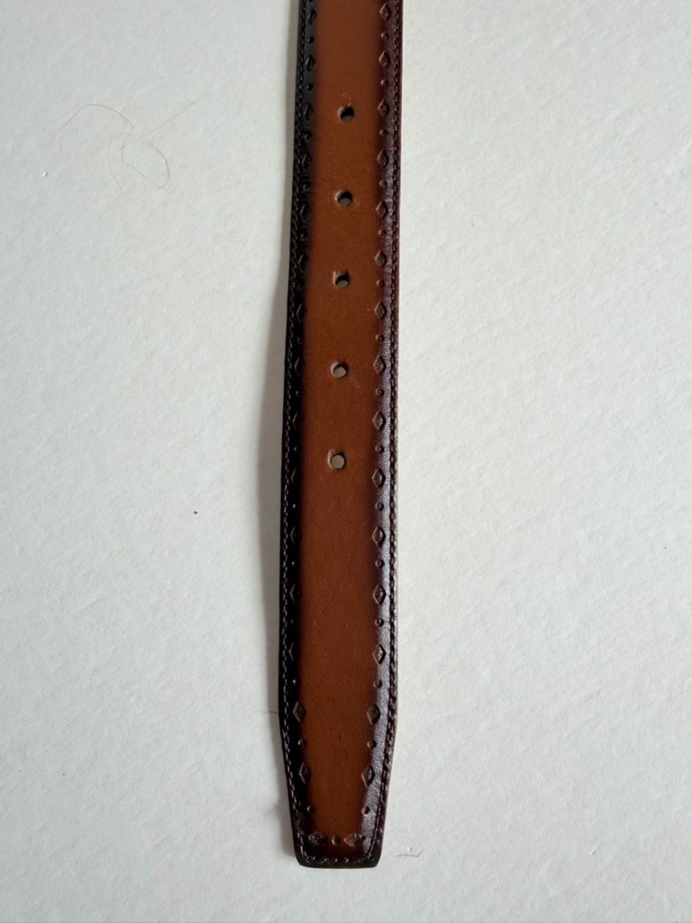 Cole Haan Mens Brown Leather Belt Burnished Stitched Detail - Size 34 - Picture 5 of 7